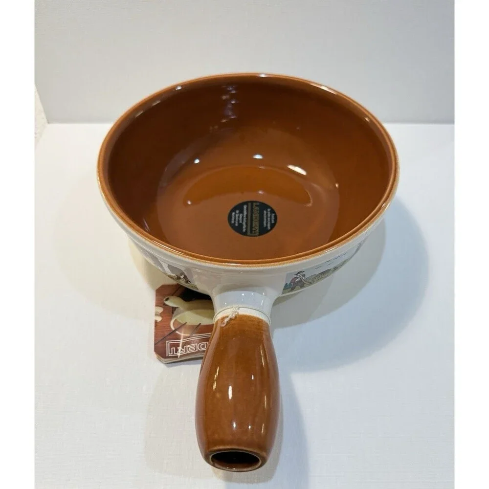 Landert 22 Fondue Pot Swiss Pottery Stoneware MCM 8.5